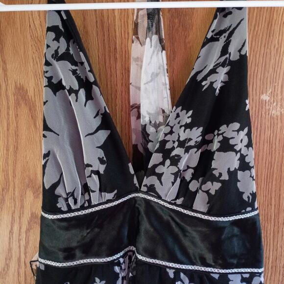 Vintage Y2K Teeze Me Halter Dress Open Back Mesh Overlay Goth Fairy Club Sz M - Picture 4 of 10